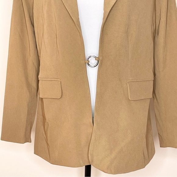 New Danielle Bernstein Tan Notched Lapel Blazer US L - Picture 4 of 7